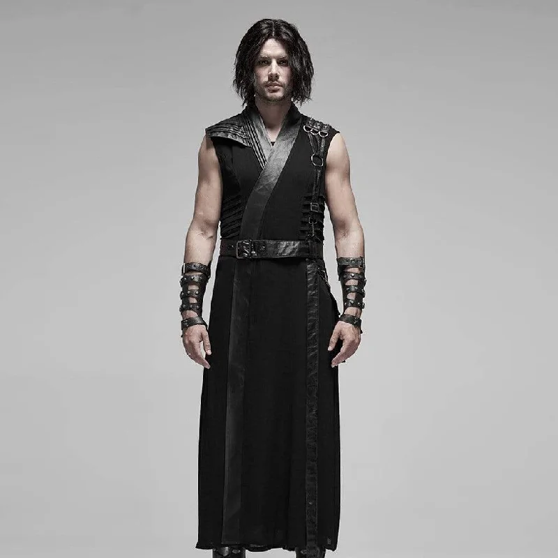 Men's Punk Sleeveless Japanese Warrior Long Coats