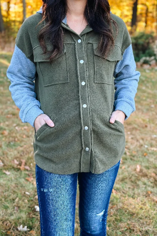 Olive Fleece Shacket