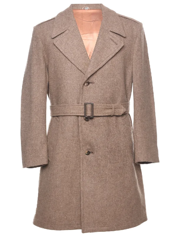 Single Breasted Wool Coat - L