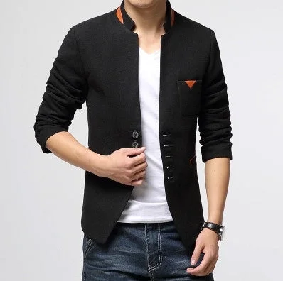 Blazer Men Men's Woolenblends Single Button Casual Blazer ,men's Business Slim Jacket Coat