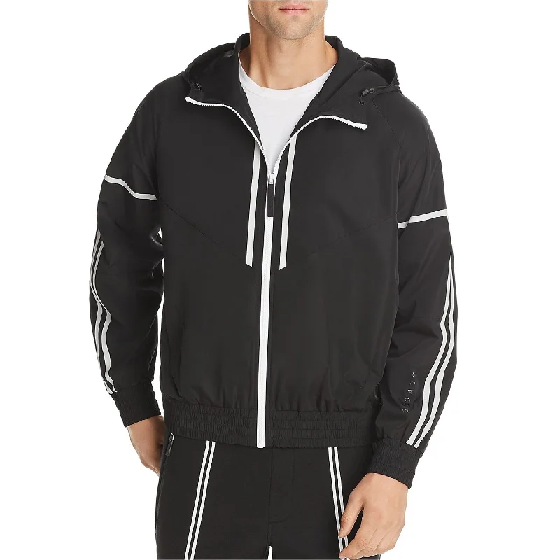 Neil Barrett Mens Double Stripe Windbreaker Jacket, Black, Medium