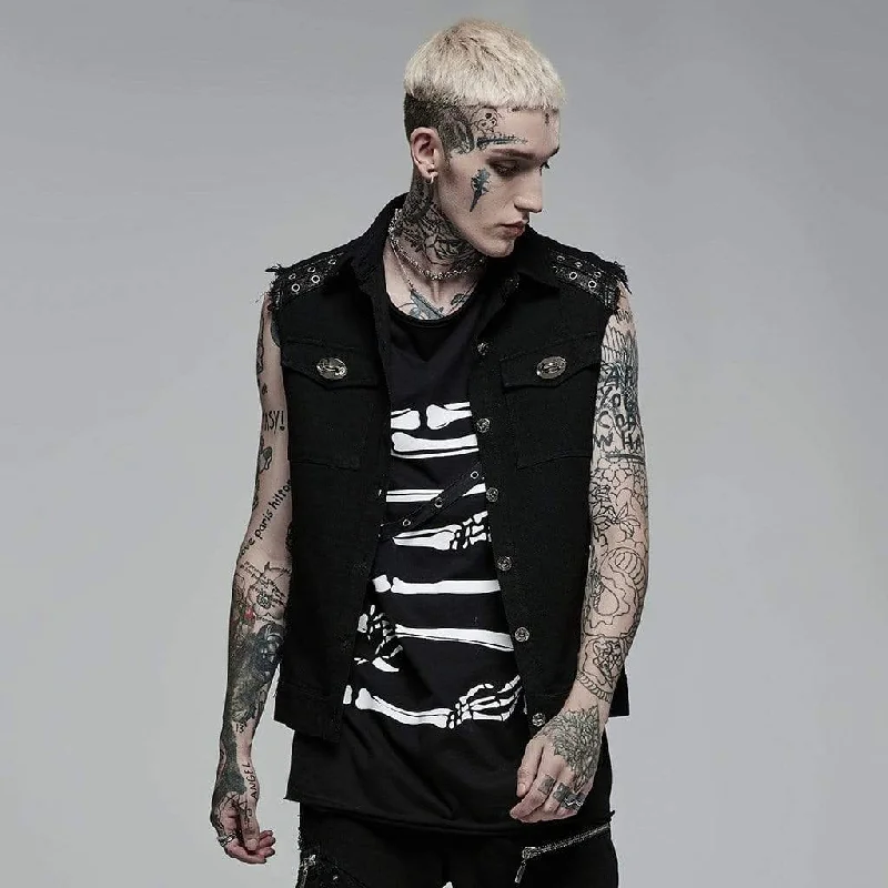 Men's Punk Turn-down Collar Unedged Waistcoat