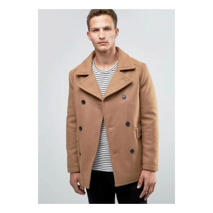 Mens Wool Camel  Peacoat