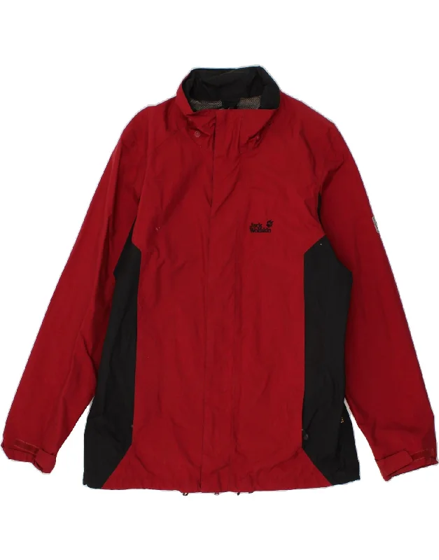 JACK WOLFSKIN Mens Rain Jacket UK 40/42 Large Red Colourblock Polyamide