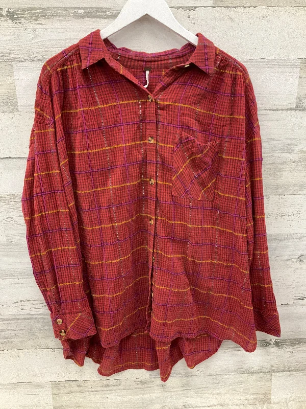 Athleisure Wear Top Long Sleeve By Free People In Red, Size: L
