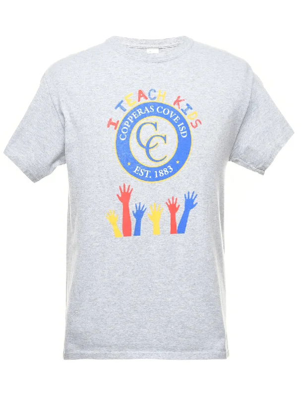 Urban Shirts I Teach KIds Printed Grey T-shirt - M