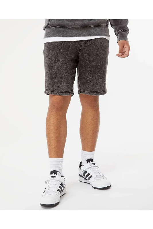 Independent Trading Co. Mens Mineral Wash Fleece Shorts w/ Pockets - Black - Closeout