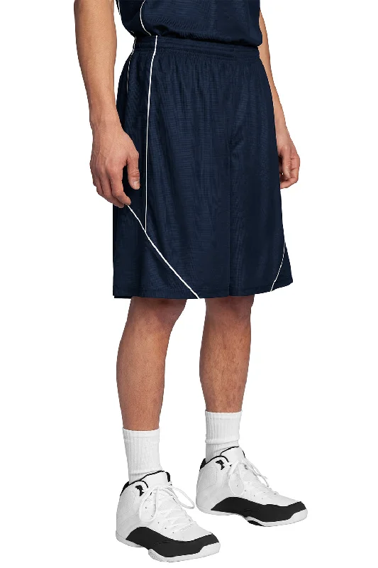 Sport-Tek Mens Moisture Wicking Mesh Reversible Spliced Shorts - True Navy Blue