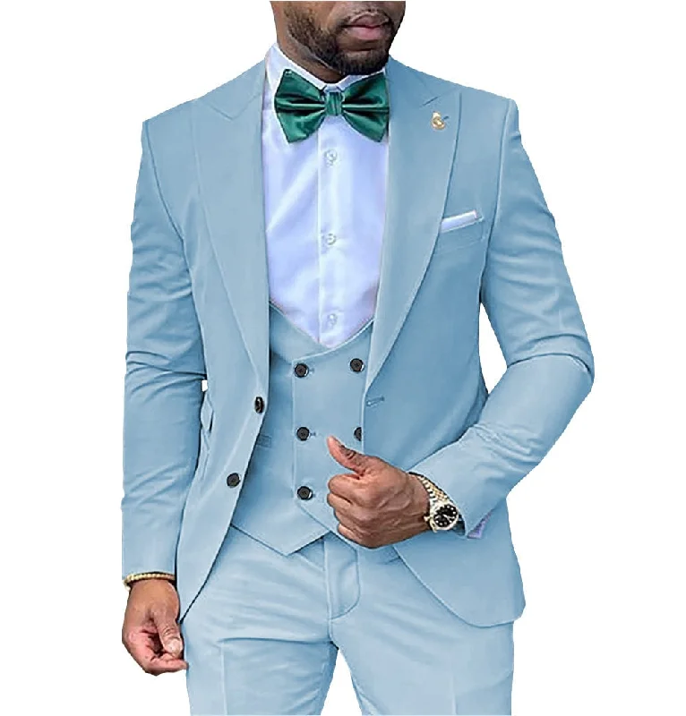 Casual Blazers Men's 3 Piece Men's Suit Two Button Peak Lapel Tuxedo (Blazer+Vest+Pants) Casual Blazers Men's 3 Piece Men's Suit Two Button Peak Lapel Tuxedo (Blazer+Vest+Pants)