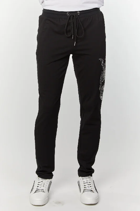 Trendy Blazers Men's Rhinestones Skull Slim Fit Sweatpants