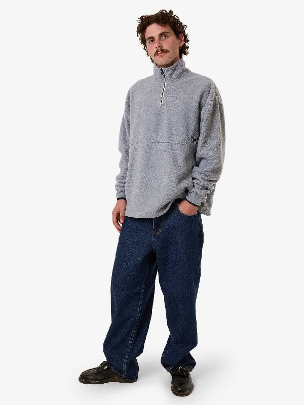 On The Range Quarter Zip Polar Fleece - White Marle