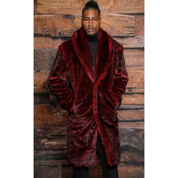 Burgundy Faux Fur Coat