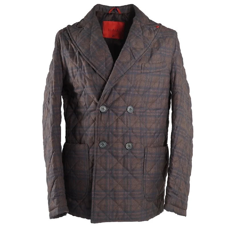 Isaia Printed Quilted Puffer Pea Coat