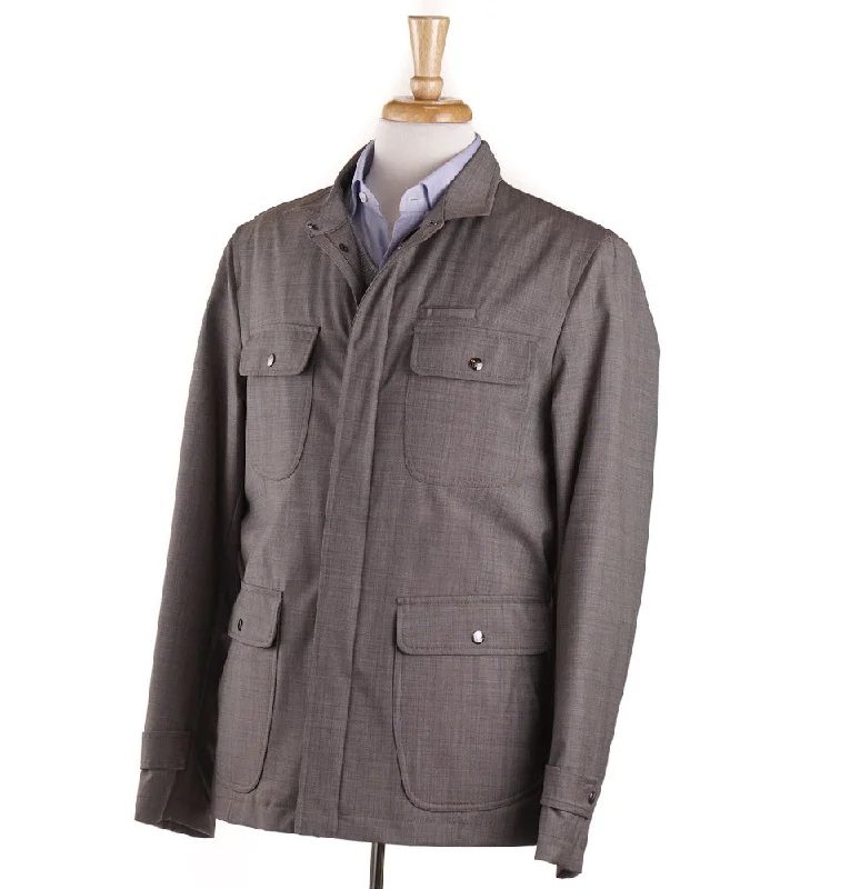 Isaia Weather-Repellent Field Jacket in Light Brown