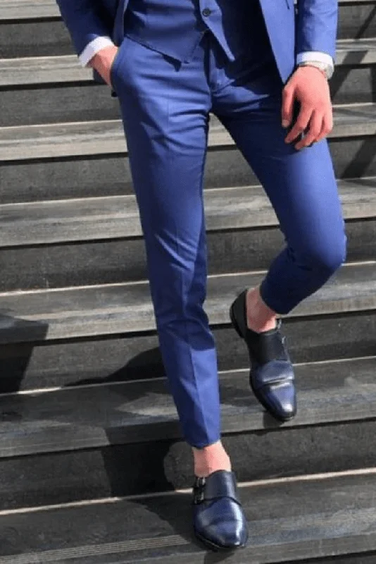 Men Elegant Blue Pant Office Formal Wear Trouser Gift for Men Blue Trousers Groomsmen Gift