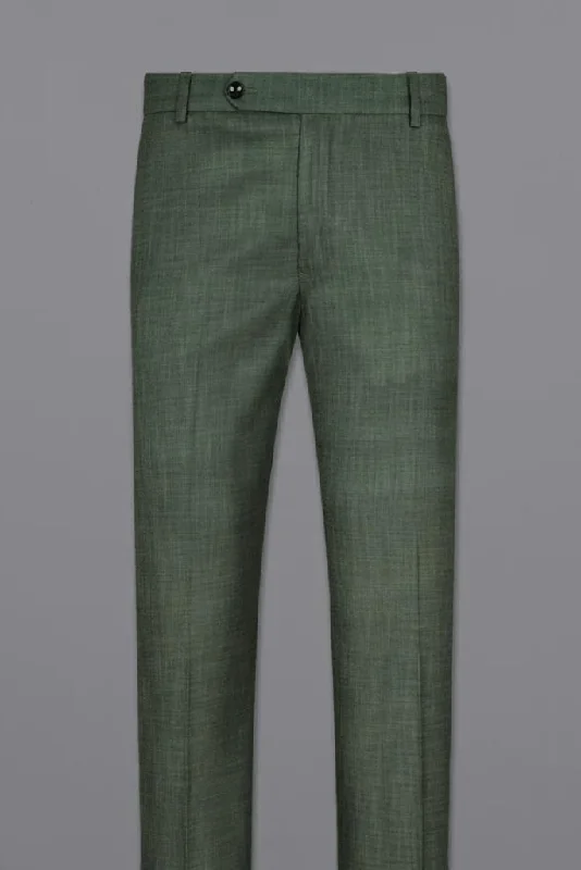 Men's Dark Green Pants Male Casual Solid Color Comfortable Quality Pure Color Trouser