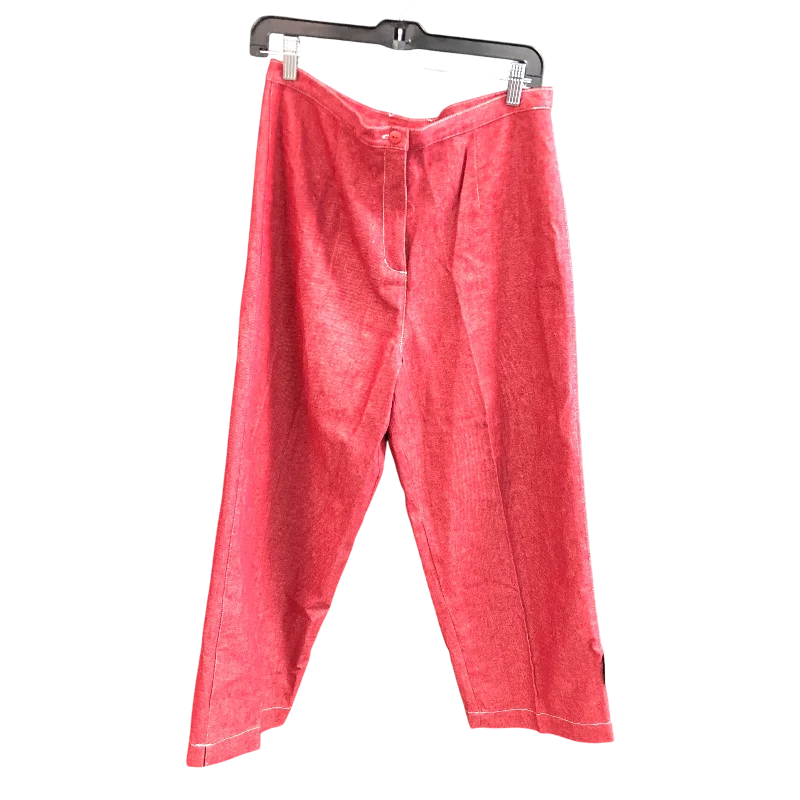 Pants Wide Leg By Dialogue Qvc In Red, Size: 12