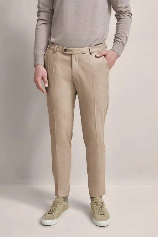 Tapered Brushed Cotton Trousers - Camel