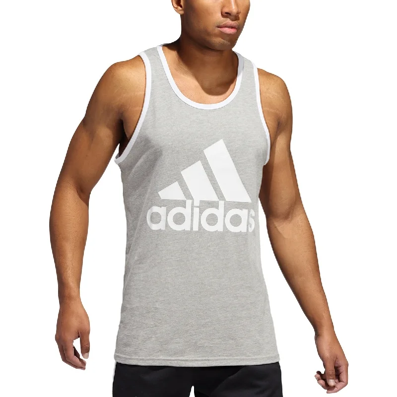 adidas Men's Badge Of Sport Logo Graphic Tank Gray Size Large