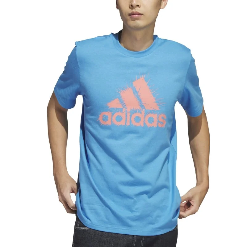 adidas Men's Short Sleeve Logo Graphic T Shirt Blue Size XX-Large