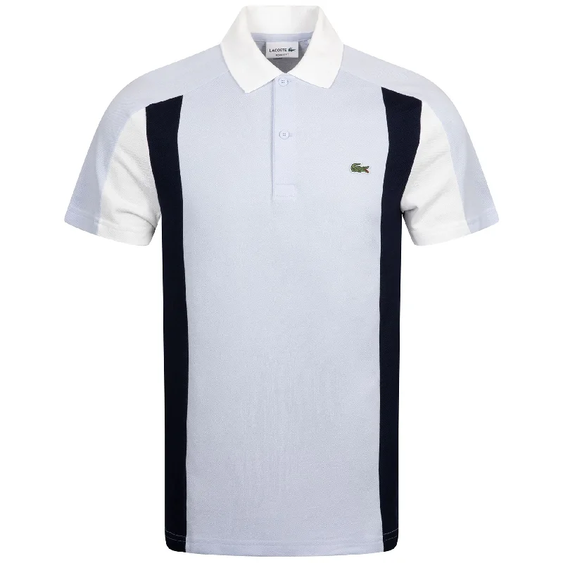 Cotton Pique Colorblock Polo Light Blue/White/Navy Blue - SS24