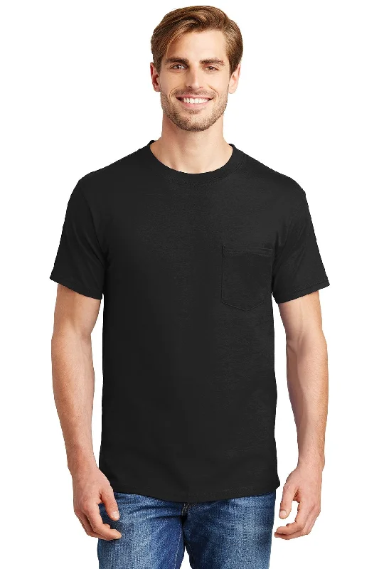 Hanes Beefy Cotton T Shirt With Pocket 5190 Black