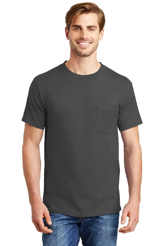 Hanes Beefy Cotton T Shirt With Pocket 5190 Smoke Grey