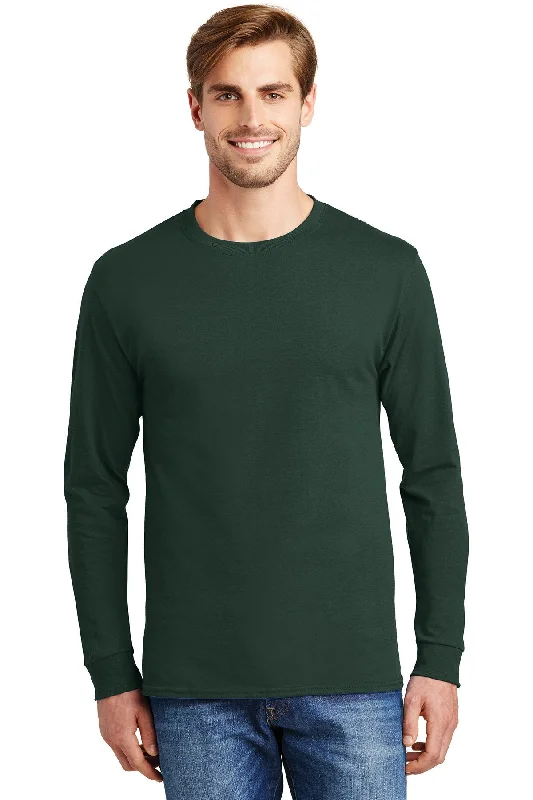 Hanes Tagless Cotton Long Sleeve T Shirt 5586 Deep Forest