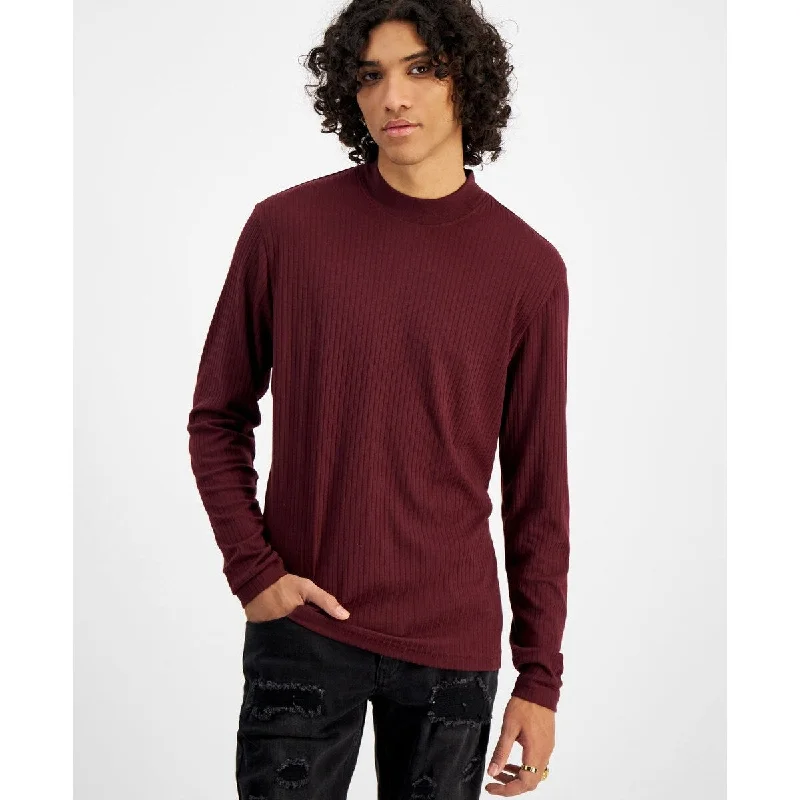 Inc International Concepts Men's Ribbed Knit Long Sleeve T-Shirt Red Size Medium