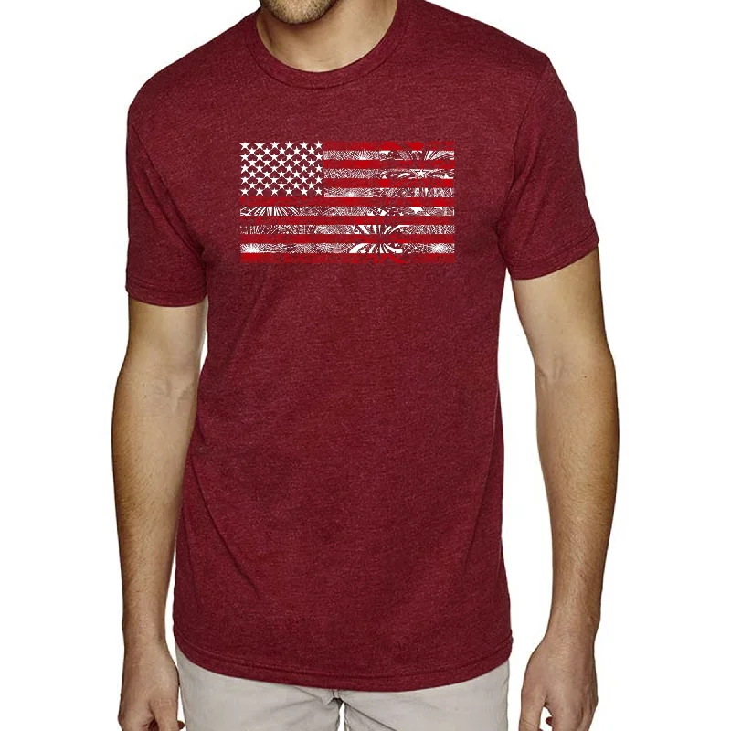 LA Pop Art Men's Premium Blend Word Art T-shirt - Fireworks American Flag