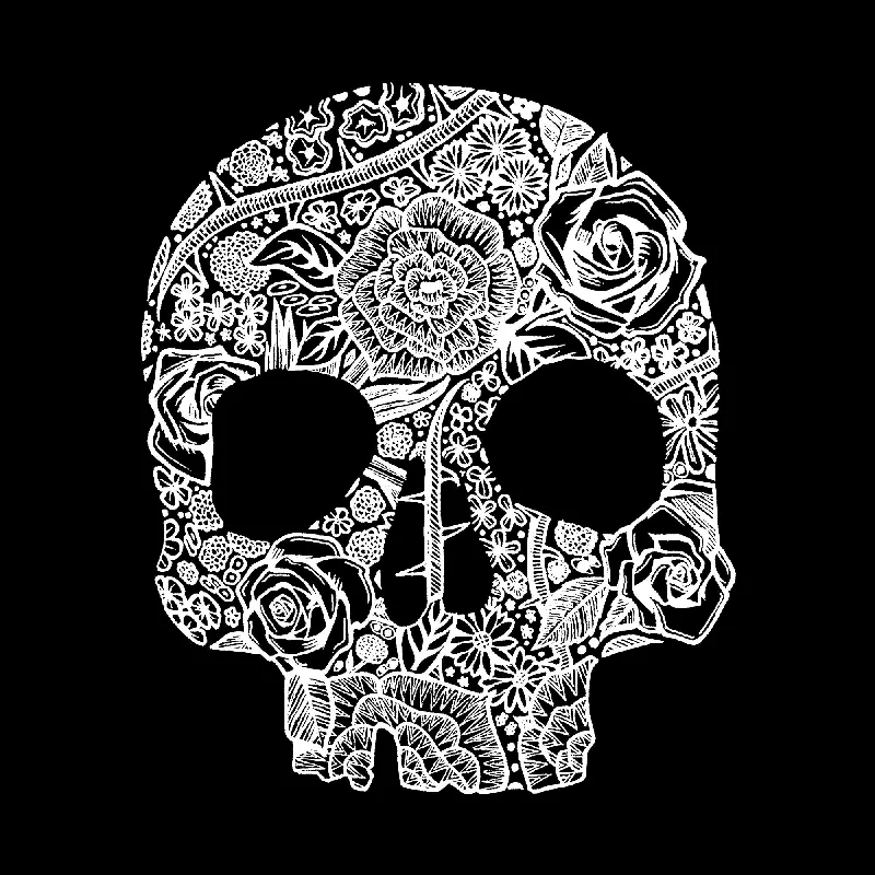 LA Pop Art Men's Premium Blend Word Art T-shirt - Flower Skull