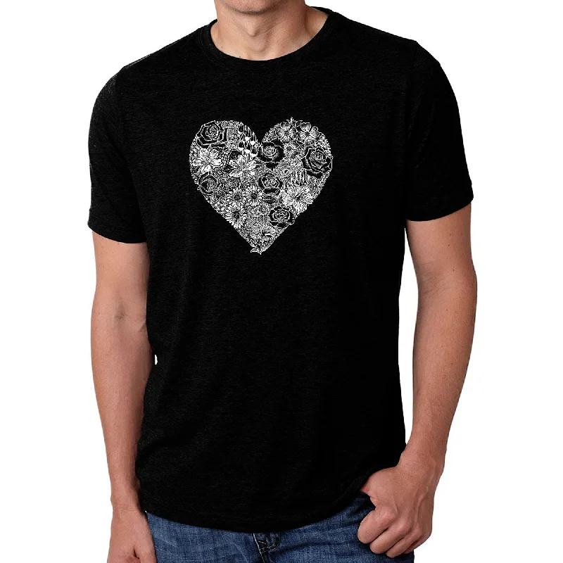 LA Pop Art Men's Premium Blend Word Art T-shirt - Heart Flowers