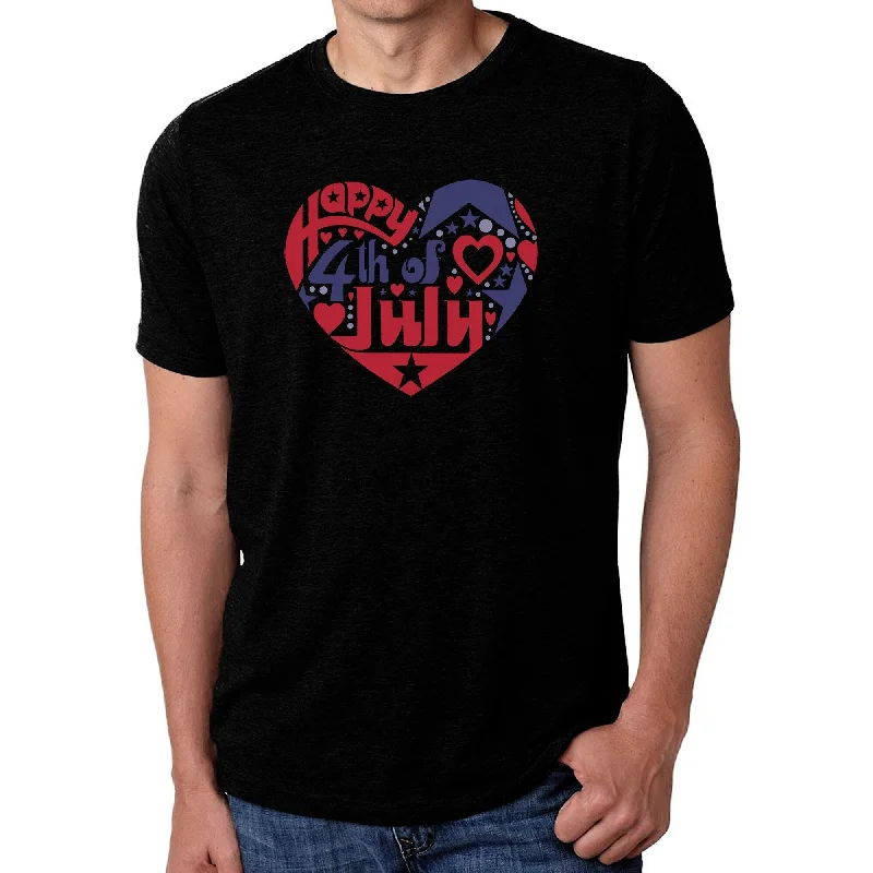 LA Pop Art Men's Premium Blend Word Art T-shirt - July 4th Heart