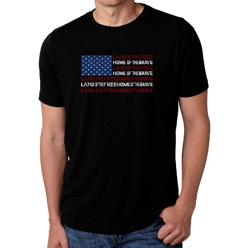 LA Pop Art Men's Premium Blend Word Art T-shirt - Land of the Free American Flag