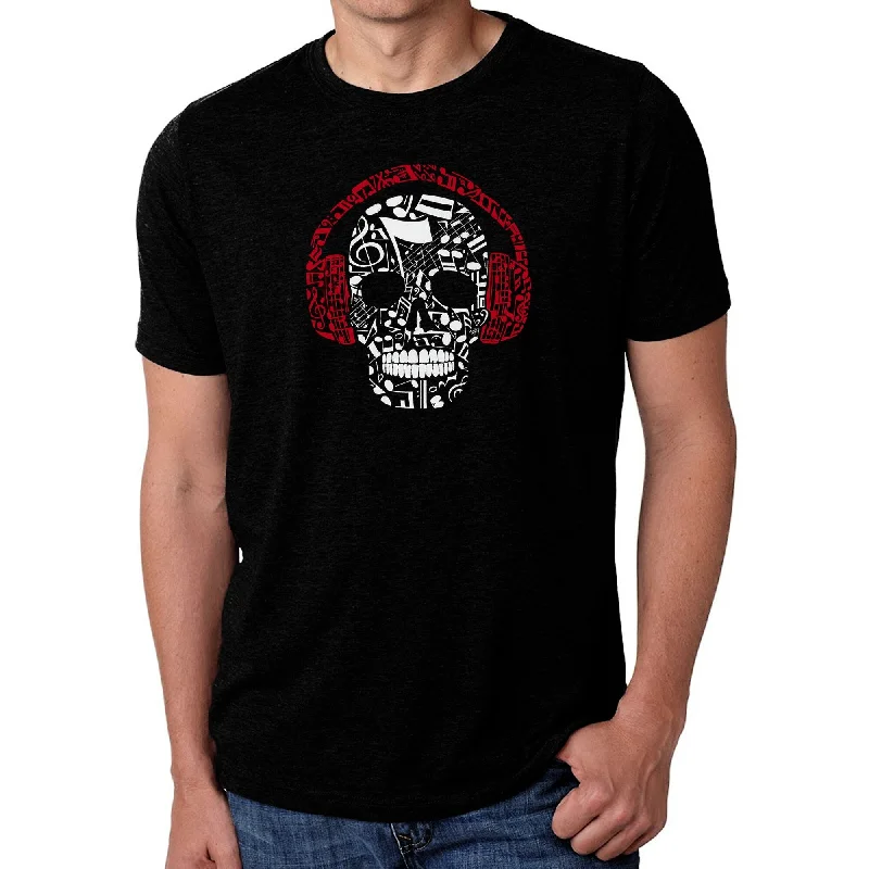 LA Pop Art Men's Premium Blend Word Art T-shirt - Music Notes Skull