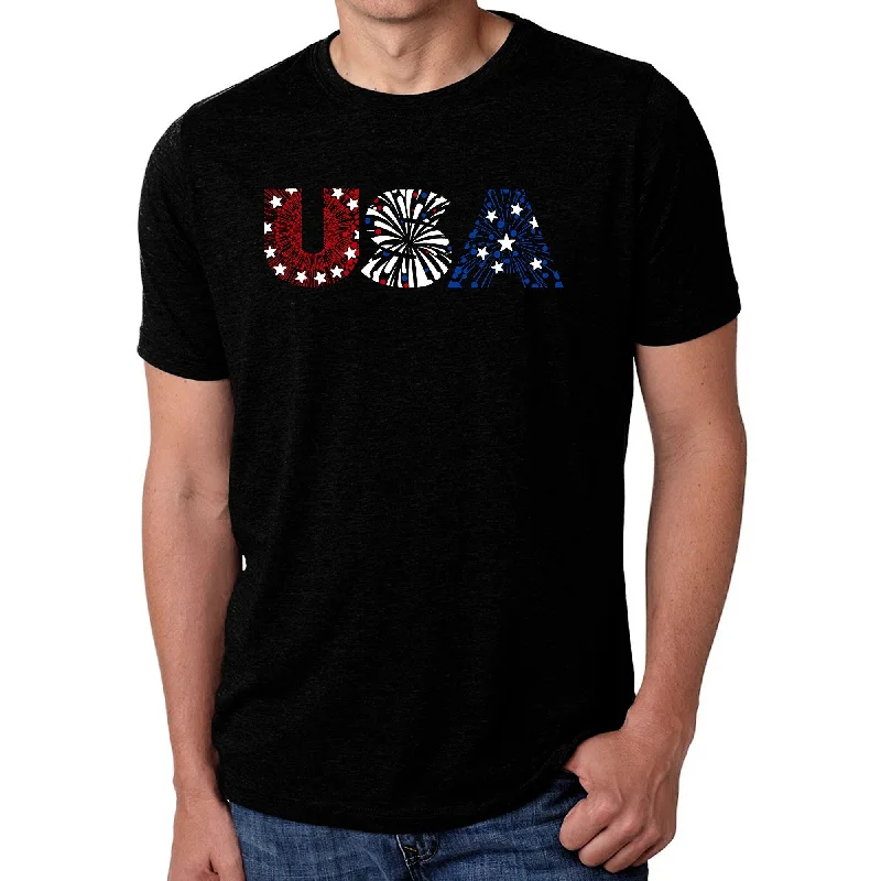 LA Pop Art Men's Premium Blend Word Art T-Shirt - USA Fireworks