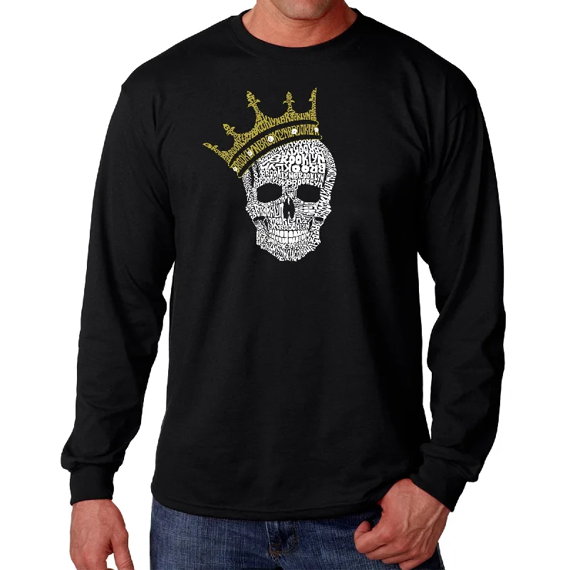 LA Pop Art Men's Word Art Long Sleeve T-shirt - Brooklyn Crown