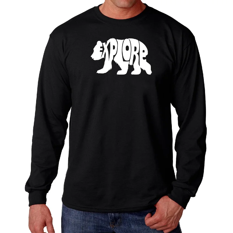 LA Pop Art Men's Word Art Long Sleeve T-Shirt - Explore