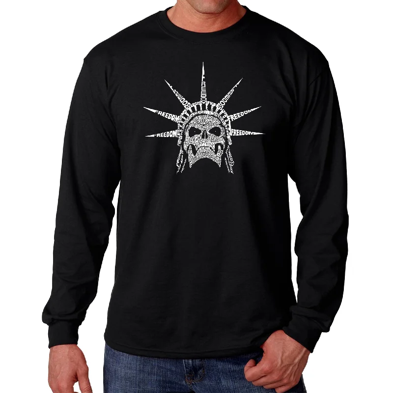 LA Pop Art Men's Word Art Long Sleeve T-shirt - Freedom Skull