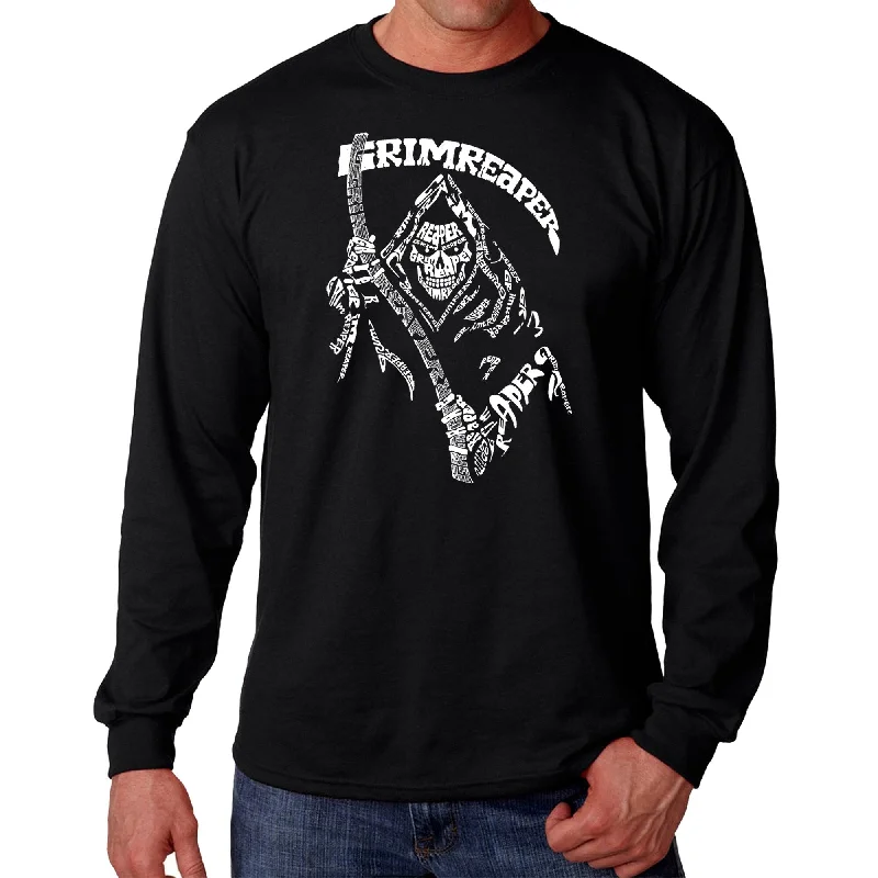 LA Pop Art Men's Word Art Long Sleeve T-shirt - Grim Reaper