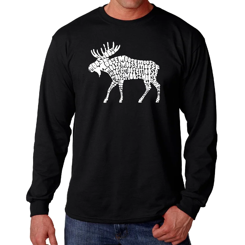 LA Pop Art Men's Word Art Long Sleeve T-shirt - Moose