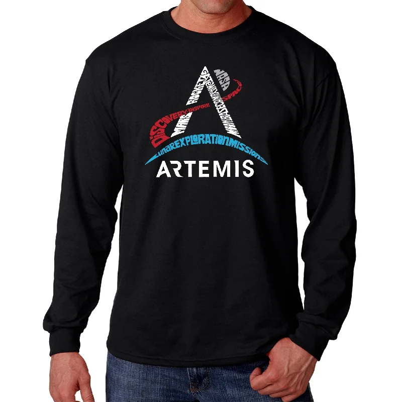 LA Pop Art Men's Word Art Long Sleeve T-Shirt - NASA Artemis Logo