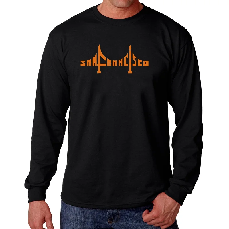 LA Pop Art Men's Word Art Long Sleeve T-shirt - San Francisco Bridge