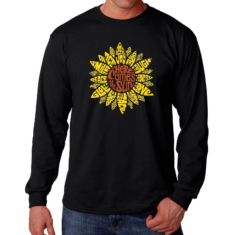 LA Pop Art Men's Word Art Long Sleeve T-shirt - Sunflower