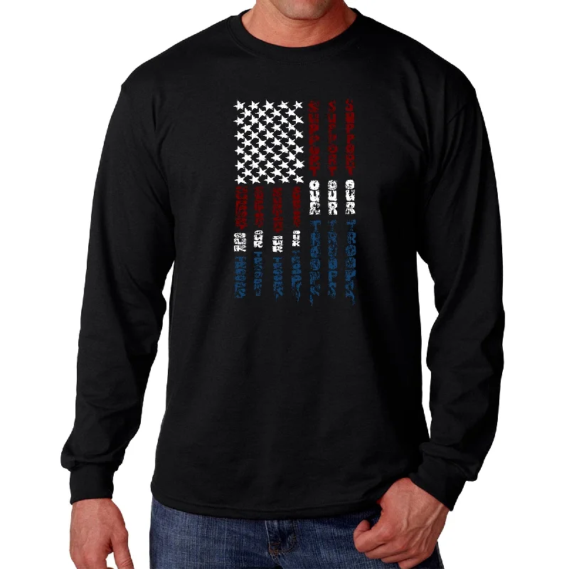 LA Pop Art Men's Word Art Long Sleeve T-shirt - Support our Troops