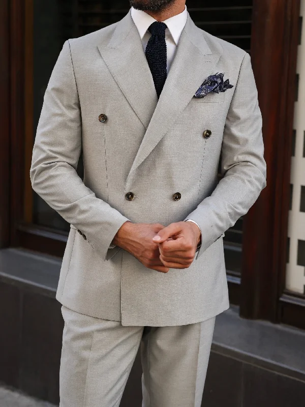 Light Grey Double Breasted Suit 2-Piece