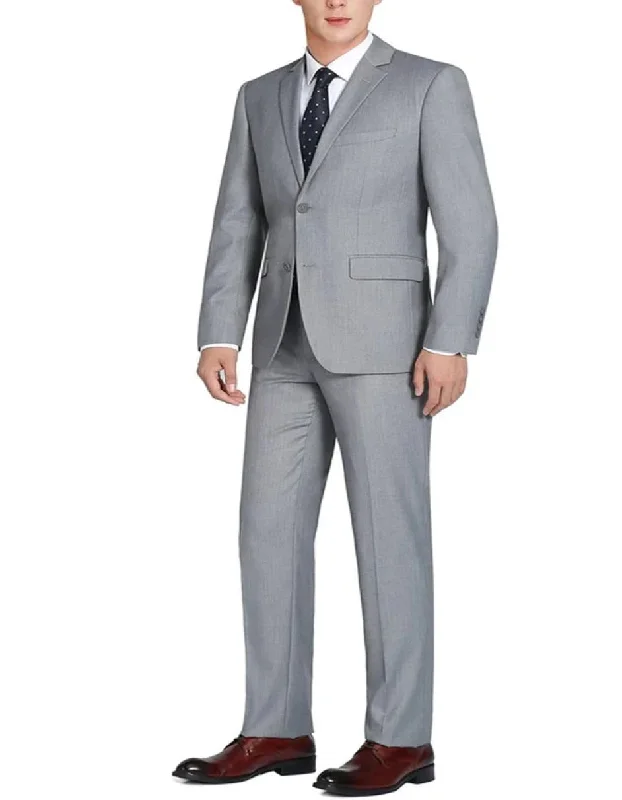 Light Grey Suit - Silver Gray Suit For Wedding - Mens Basic Two Button Slim Fit Light Grey Suit