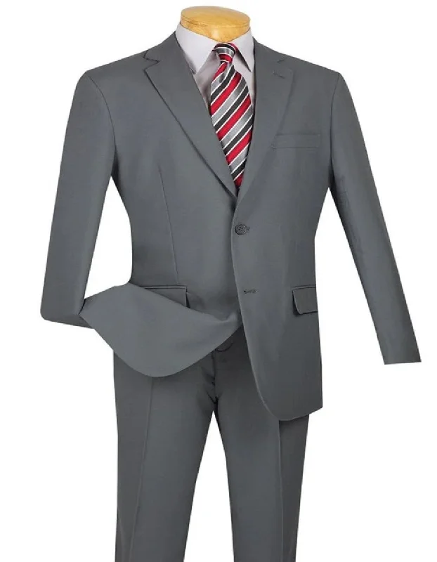 Light Grey Suit - Silver Gray Suit For Wedding - Mens Two Button Modern Fit Light Grey Wool Suit