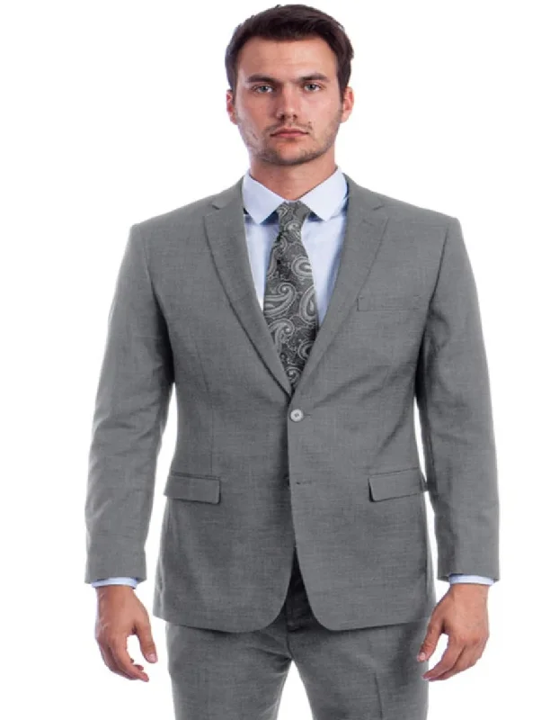 Light Grey Suit - Silver Gray Suit For Wedding - Men's Two Button Modern Fit Linen Light Grey Summer Suit