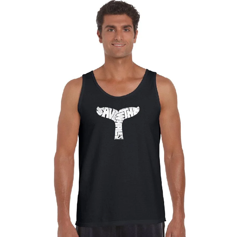 Men's 'Save the Whales' Solid-colored Cotton Tank Top